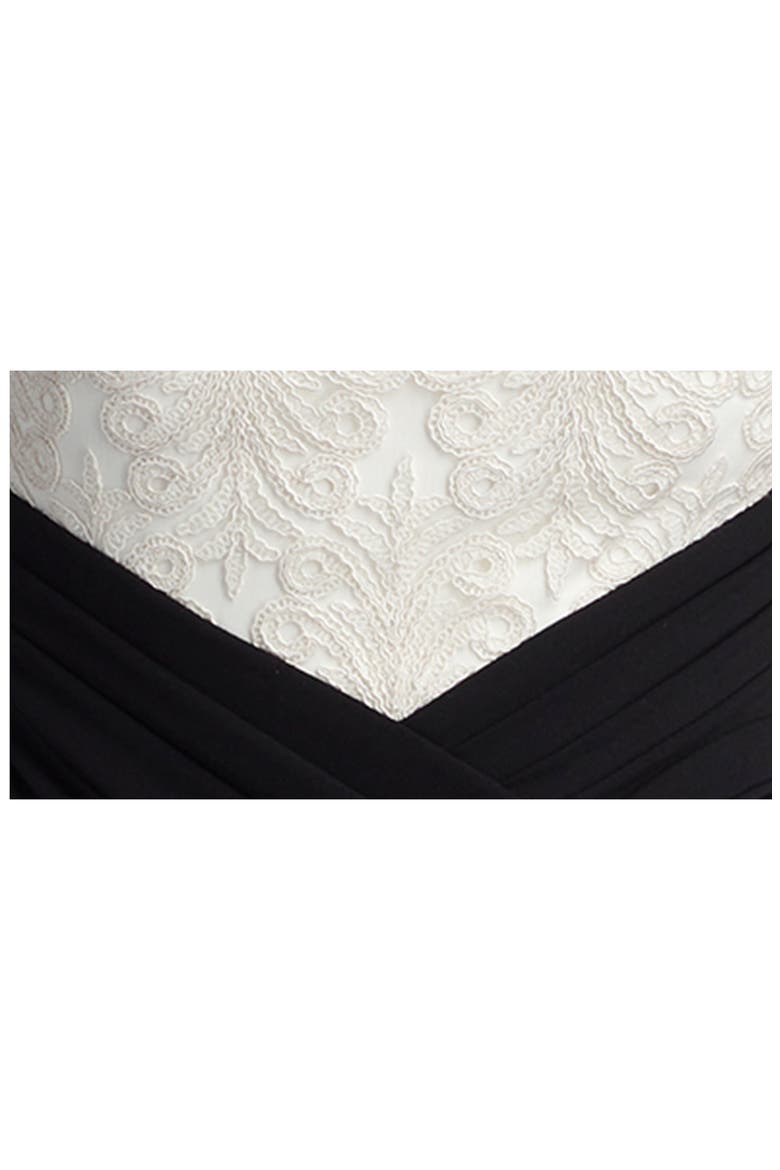 Corded Lace & Crepe Long Sleeve Gown, Alternate, color, IVORY/ BLACK