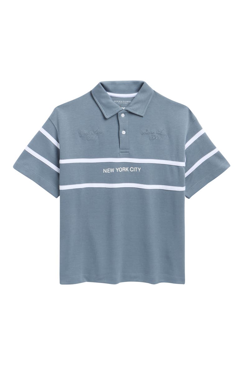Kids' Stripe Cotton Blend Polo, Main, color, DK GRAY