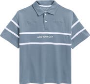 DENIM AND FLOWER Kids' Stripe Cotton Blend Polo