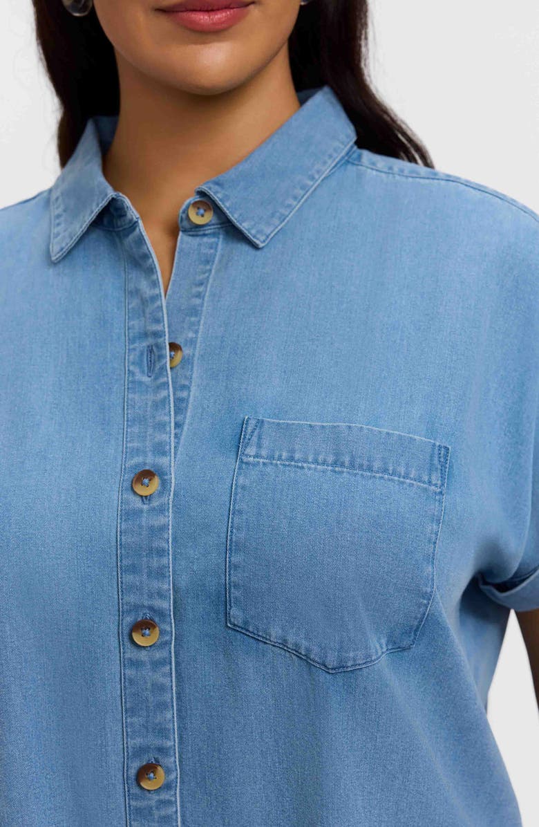 Foxcroft Abigail Denim Shirt, Alternate, color, Bleach Wash