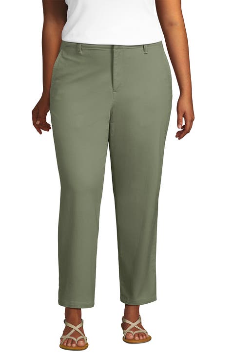 Mid Rise Classic Straight Leg Chino Ankle Pants