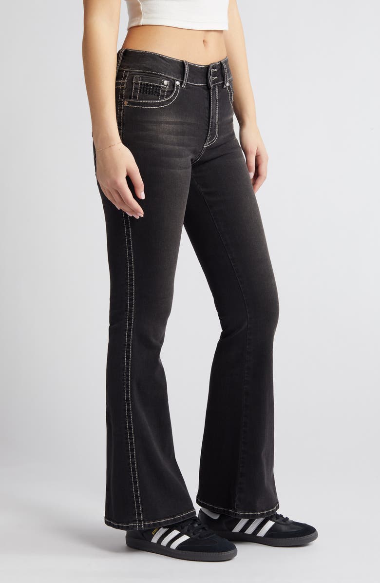 PTCL Shinny Rhinestone Detail Wide Leg Jeans, Alternate, color, 