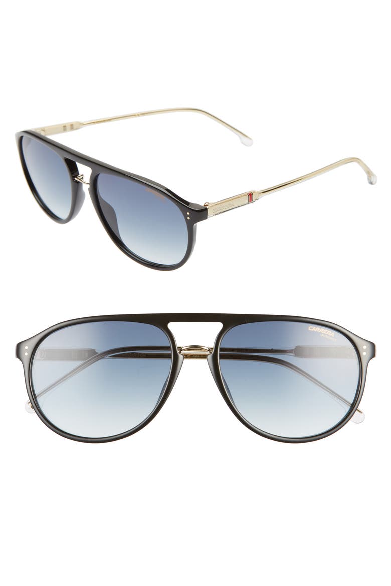 58mm Aviator Sunglasses, Main, color, BLACK/ DARK BLUE GRADIENT