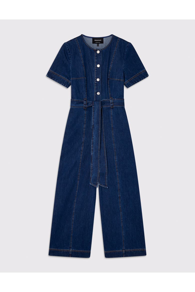 Button Down Jumpsuit, Alternate, color, Denim
