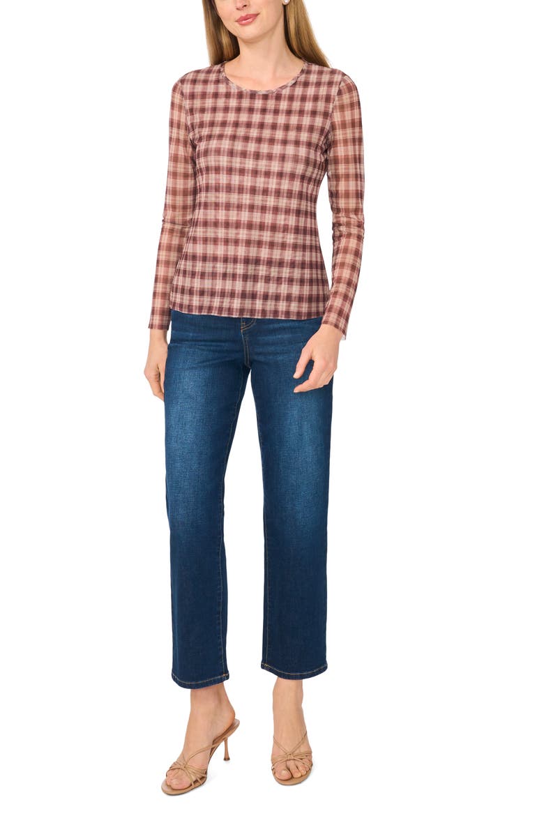 Long Sleeve Mesh Top, Alternate, color, COCA MOCHA
