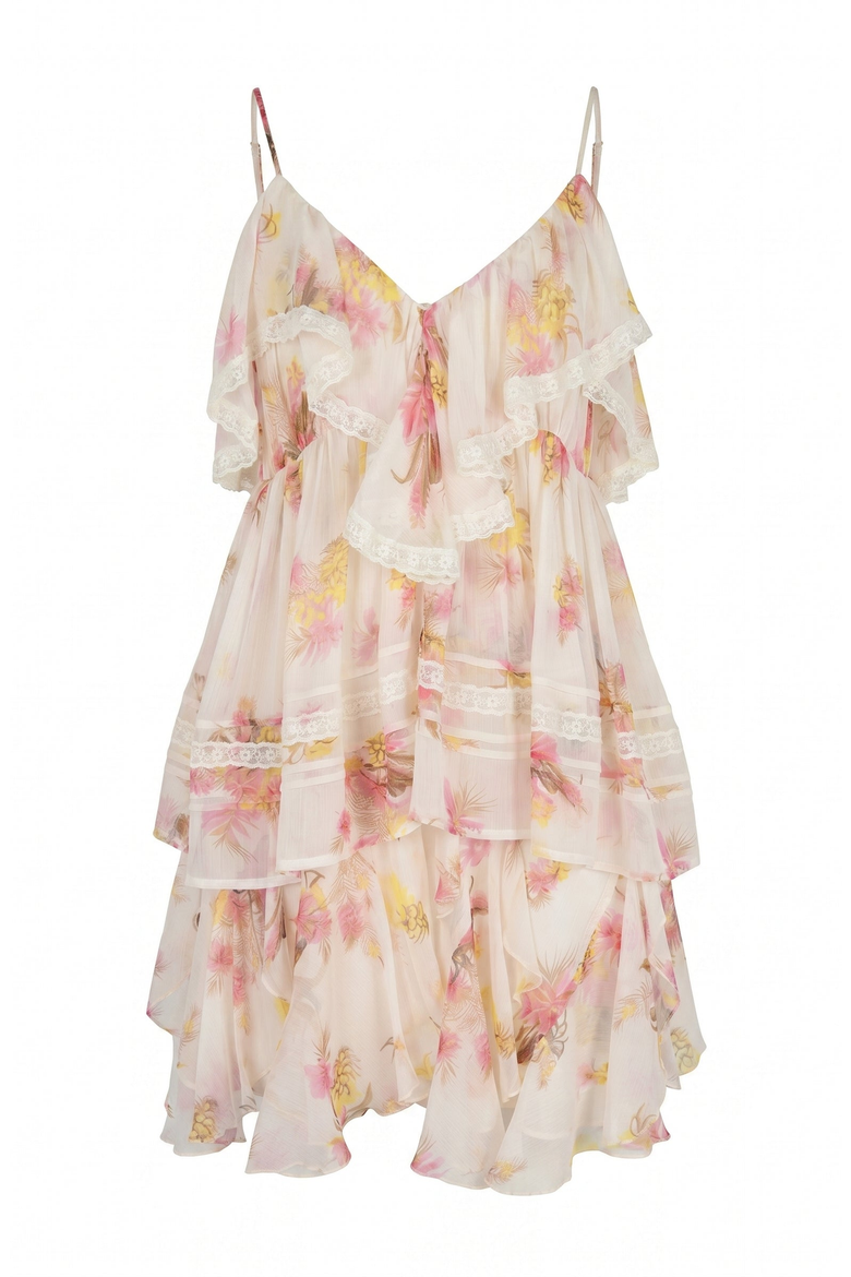 Two-Piece Flowy Summer Set with Ruffled Top and Skirt, Alternate, color, White