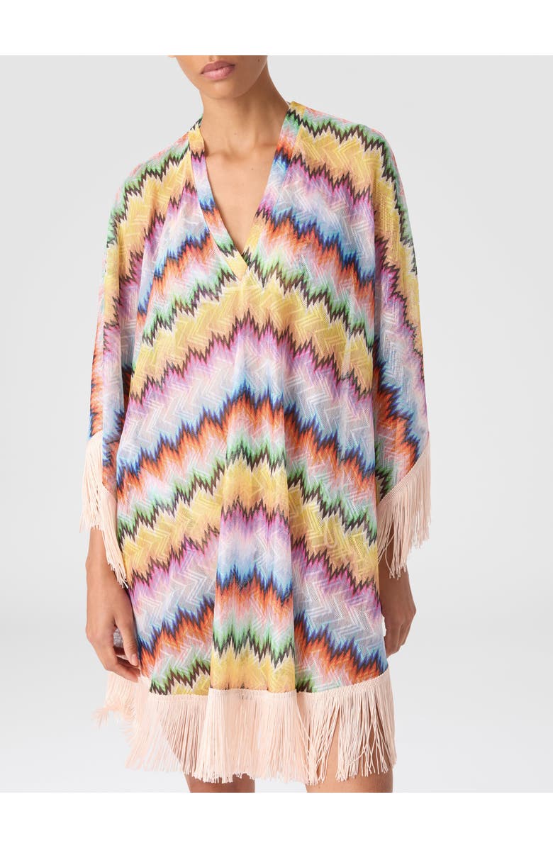 Missoni Short Caftan With Fringes And Gradient Stripe Print, Alternate, color, Multicoloured