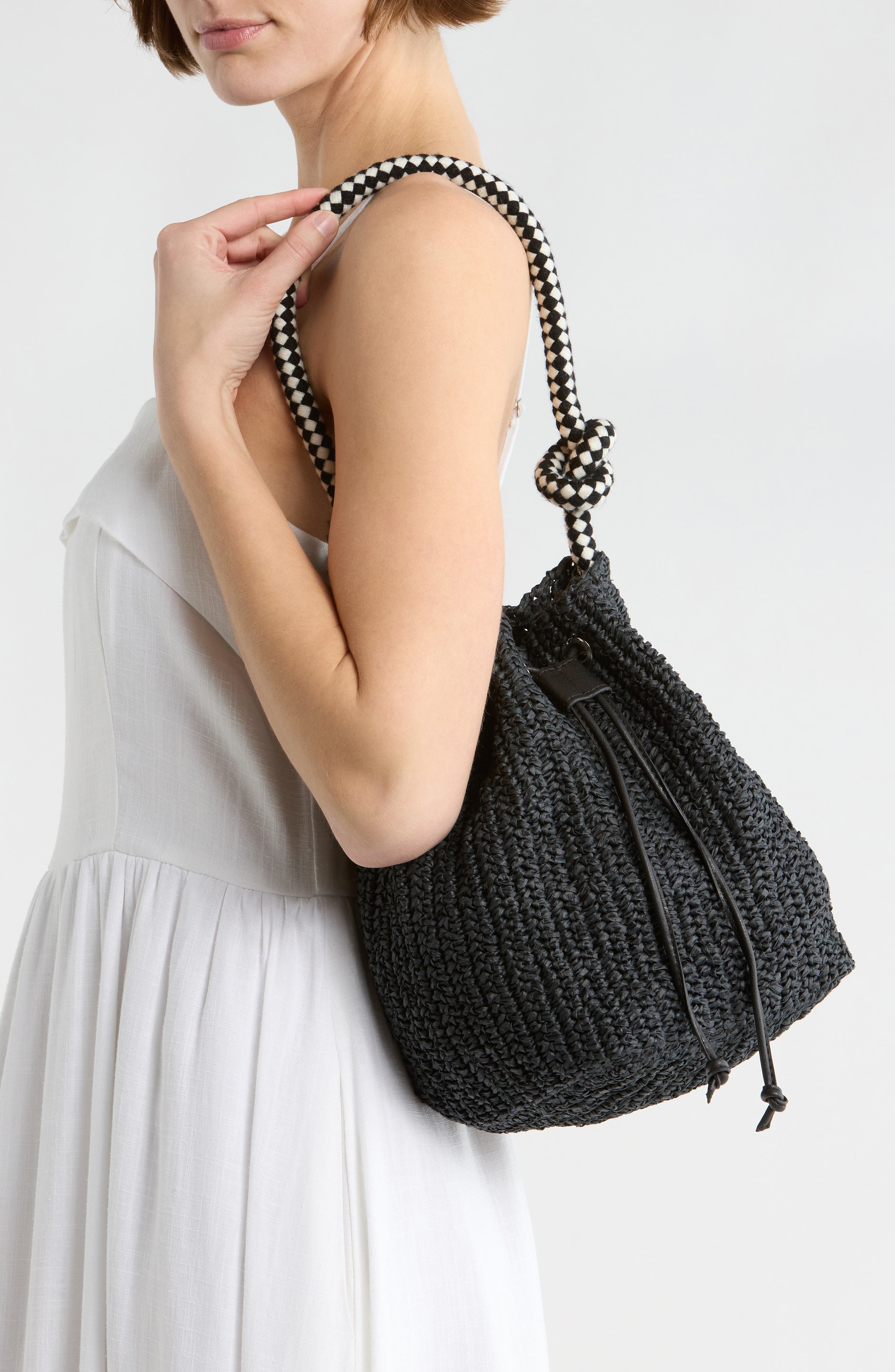 Collection XIIX Drawstring Bucket Bag, Alternate, color, Black