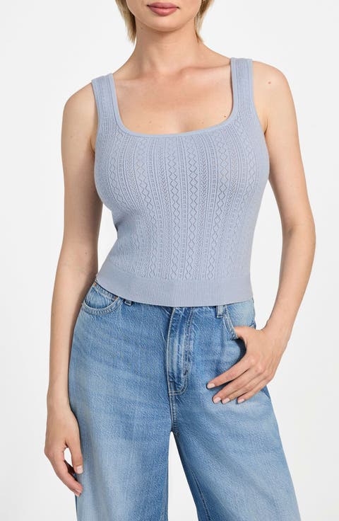 Lyla Pointelle Crop Sweater Tank