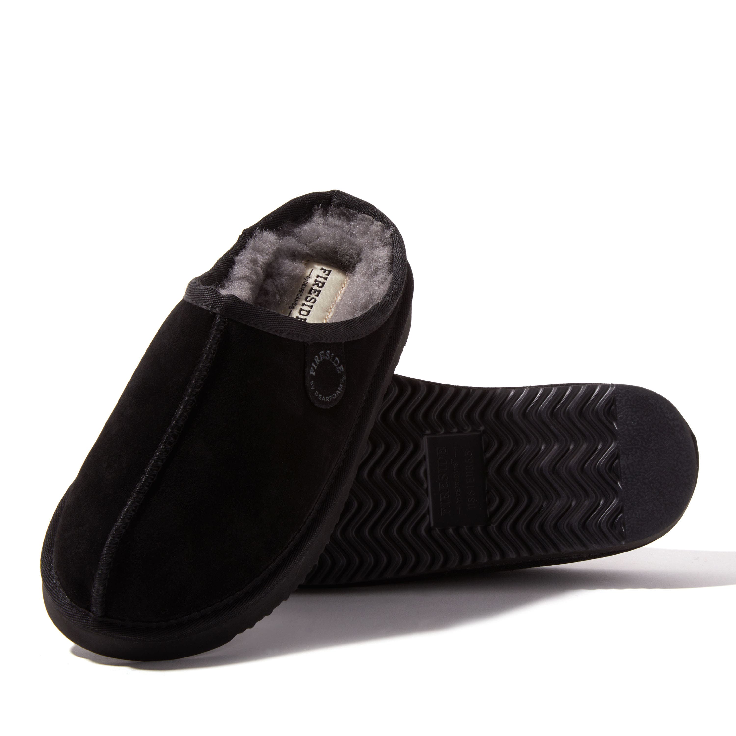 DEARFOAMS Fireside Greta Genuine Shearling Clog Slipper, Alternate, color, Black