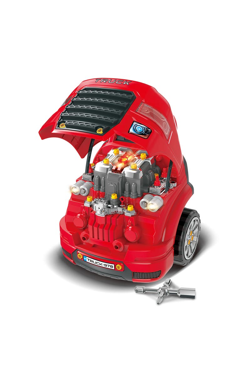 THE BUBBLE FACTORY Truck Mechanic Engine Workshop (Red) Take Apart And Rebuild Engine, Alternate, color, Red