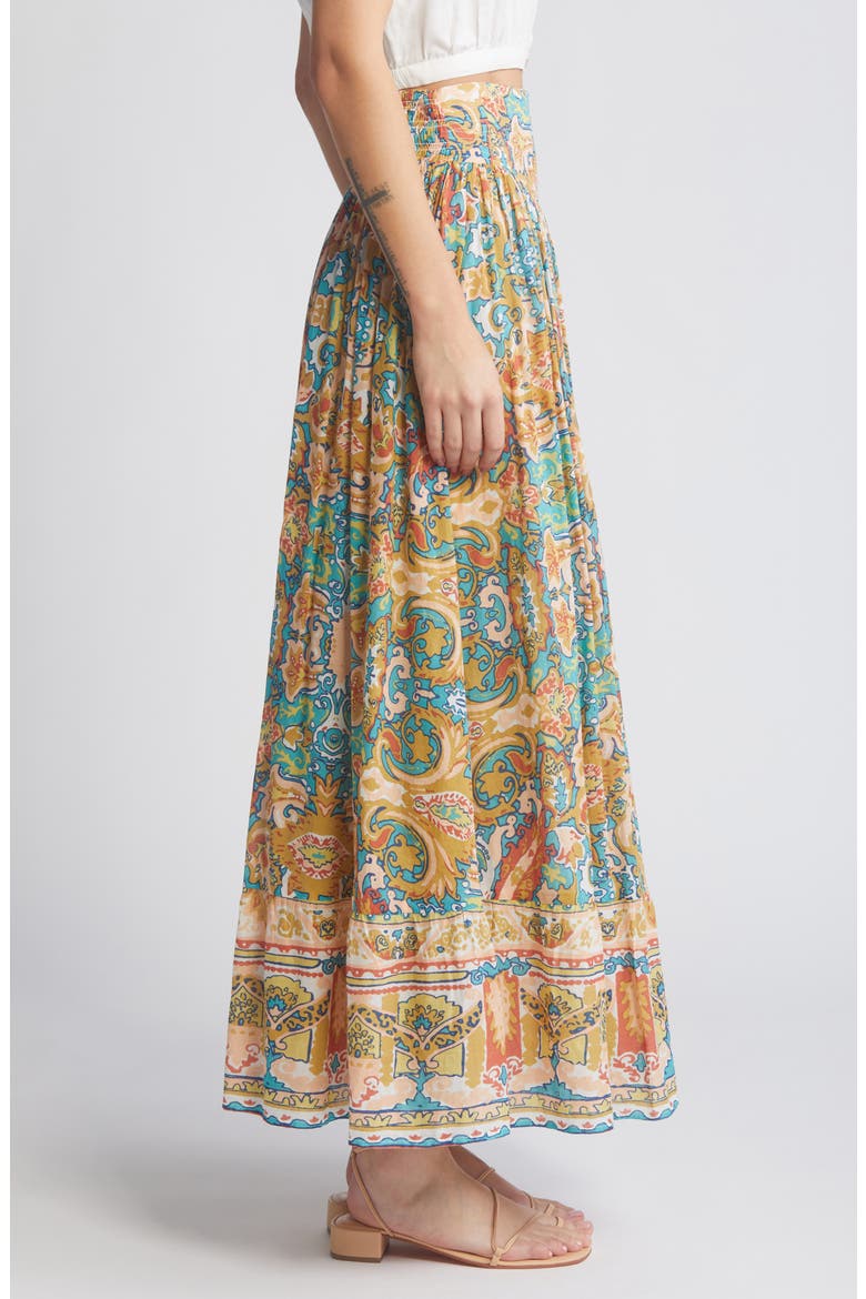 Raelynn Print Organic Cotton Maxi Skirt, Alternate, color, LAS PALMAS PRINT
