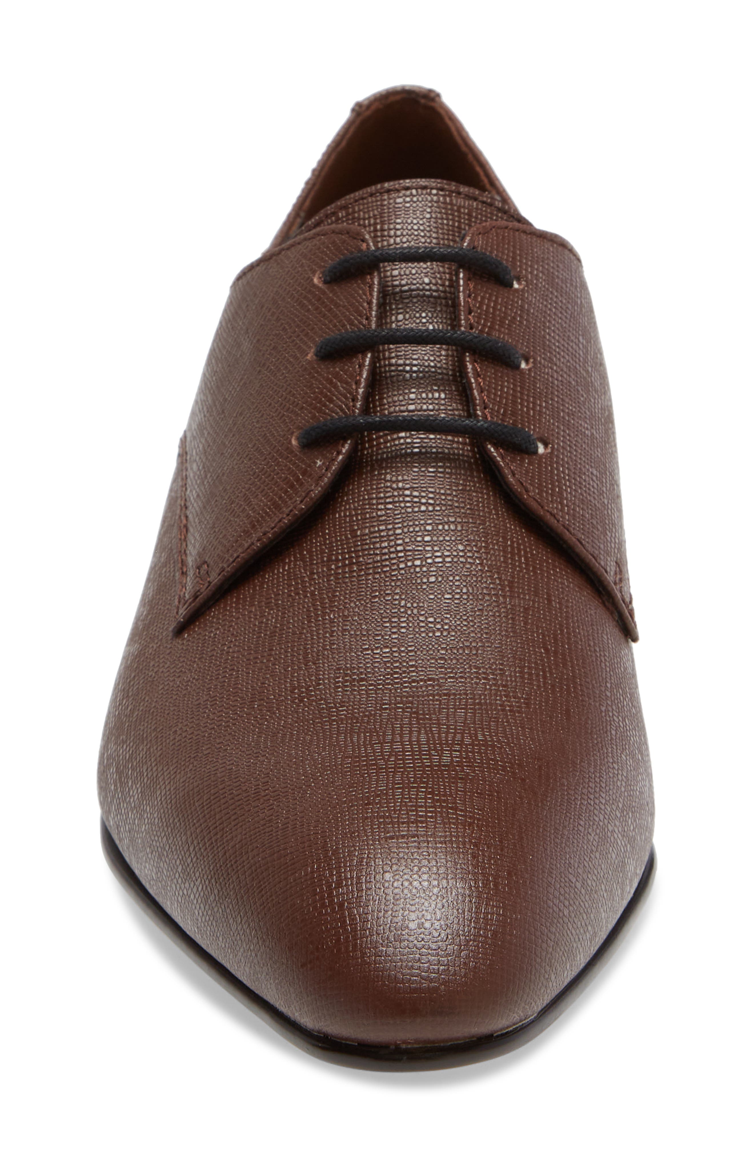 Albert Plain Toe Derby, Alternate, color, BROWN DARK SAFFIANO