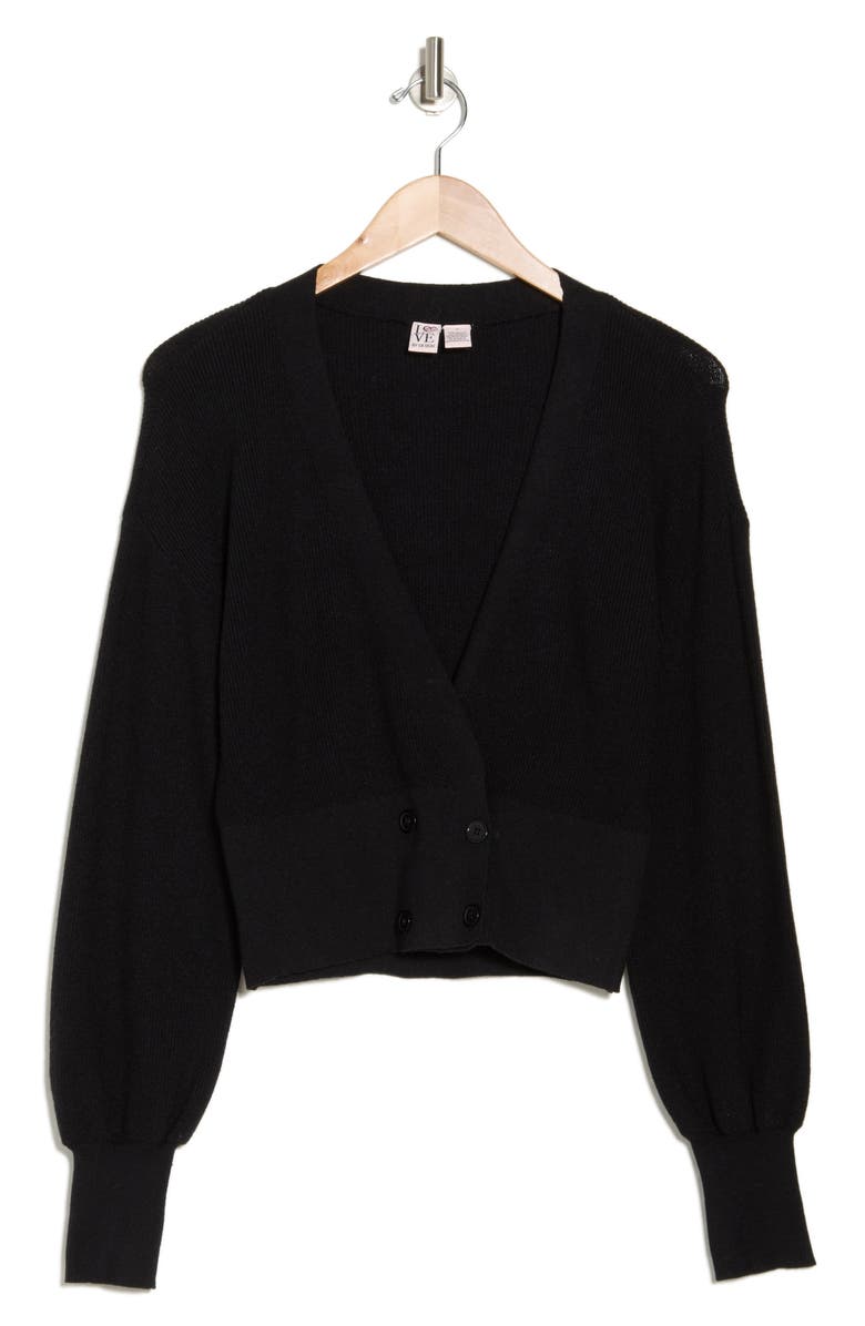 Love By Design Juliet Double Breasted Crop Cardigan, Alternate, color, Black