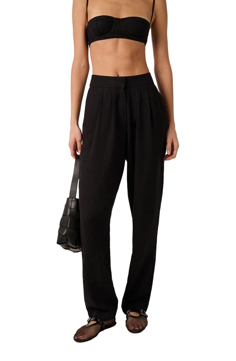 WeWoreWhat Linen Trouser, Alternate, color, Black