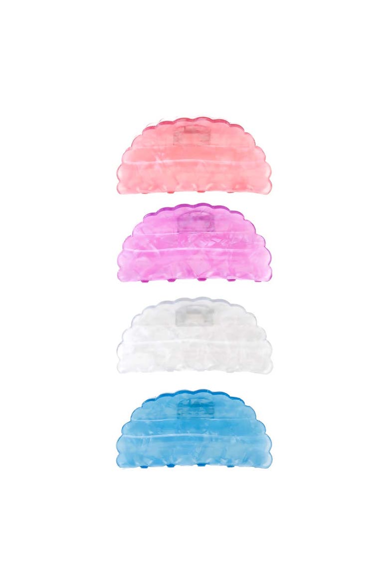 Elongated Translucent Scallop Edge Hair Clip Set, Main, color, Multi Color