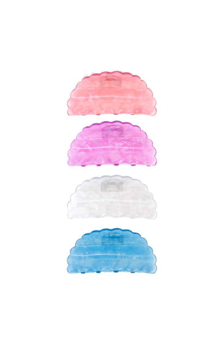 BY ADINA EDEN Elongated Translucent Scallop Edge Hair Clip Set, Main, color, Multi Color