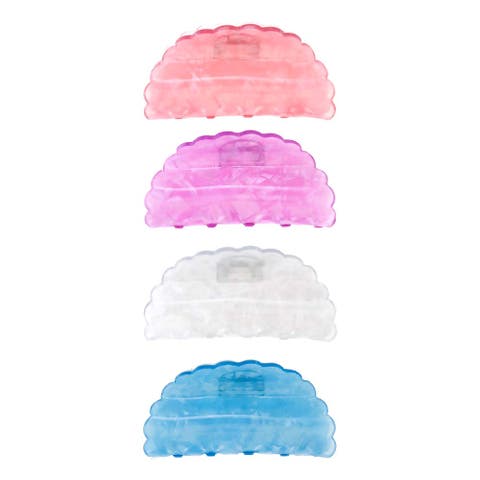 Elongated Translucent Scallop Edge Hair Clip Set