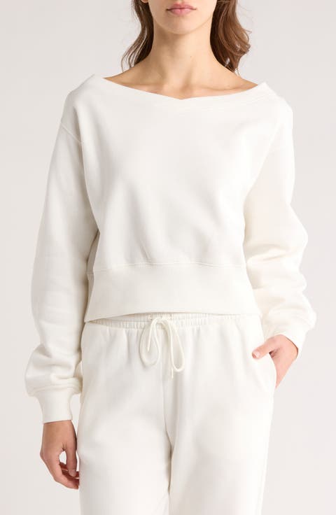 V-Neck Crop Sweatshirt