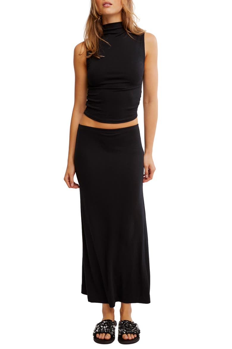 Ellie Crop Top & Maxi Skirt Knit Set, Main, color, BLACK