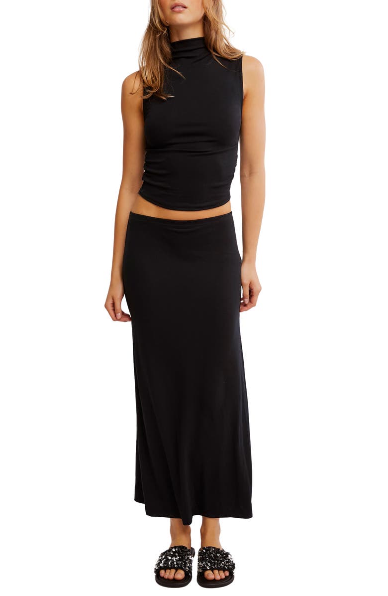 Free People Ellie Crop Top & Maxi Skirt Knit Set, Main, color, Black