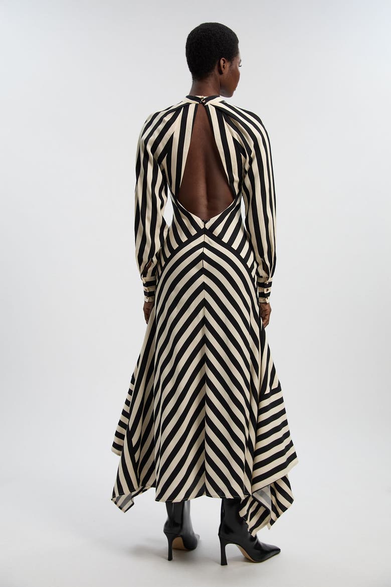 Fluid Stripe Maxi Dress, Alternate, color, Mono