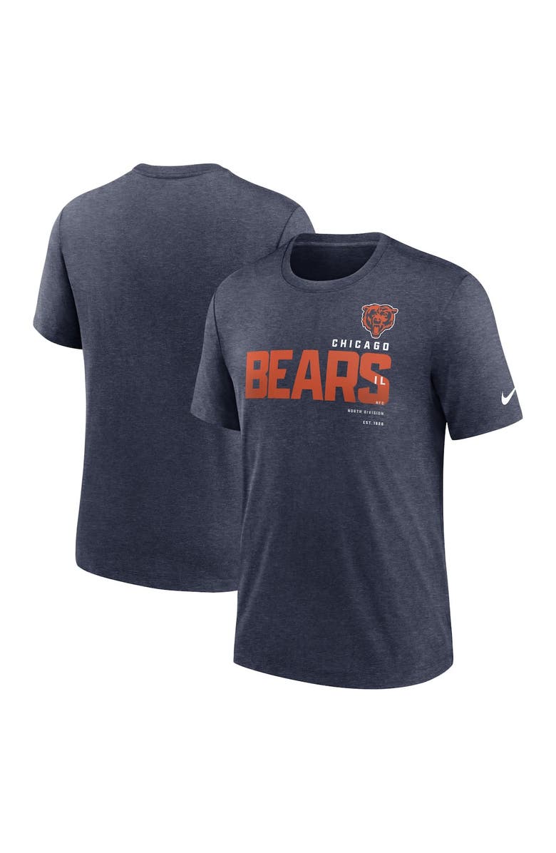 Nike Men's Nike Heather Navy Chicago Bears Team Tri-Blend T-Shirt, Main, color, Heather Navy