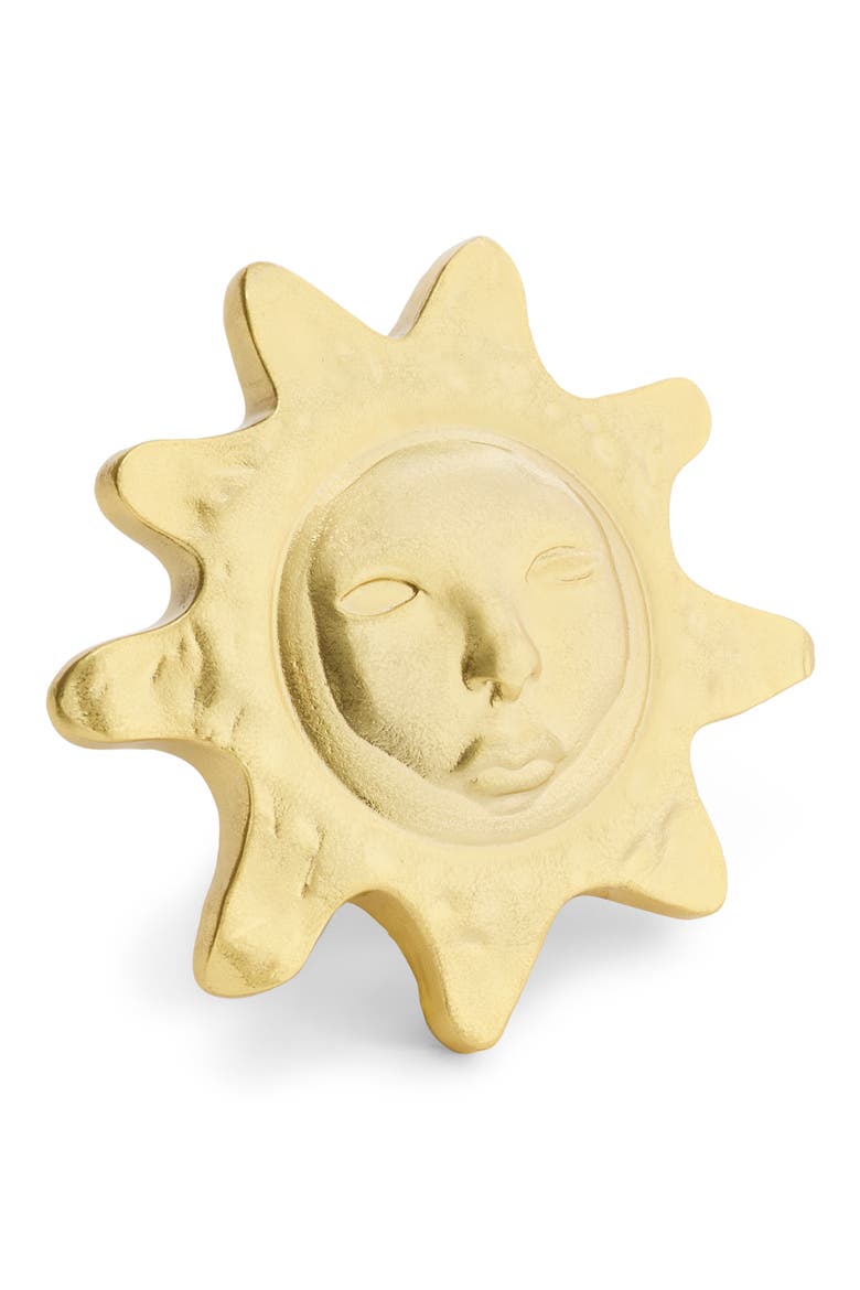 Sun Face Brooch, Alternate, color, SHINY GOLD