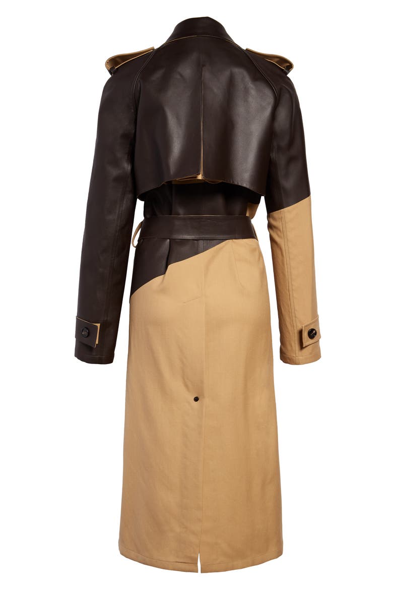 Leather & Wool Trench Coat, Alternate, color, 2640 CAMEL
