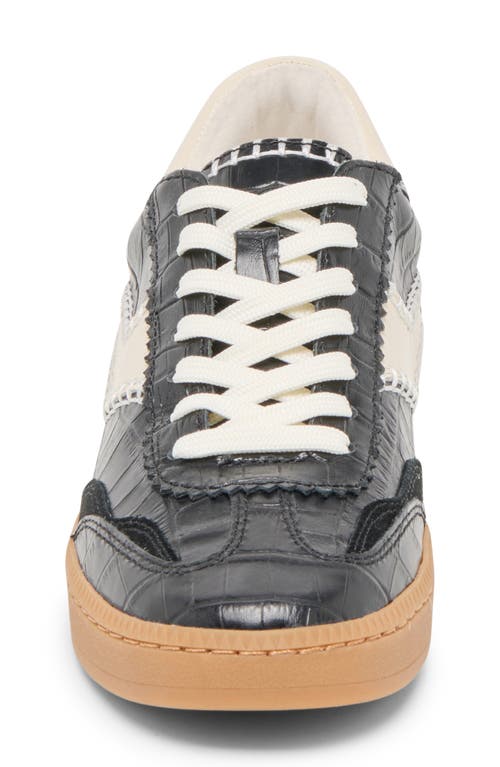 Dolce Vita Notice Stitch Sneakers Noir Croco Embossed Leather In Black