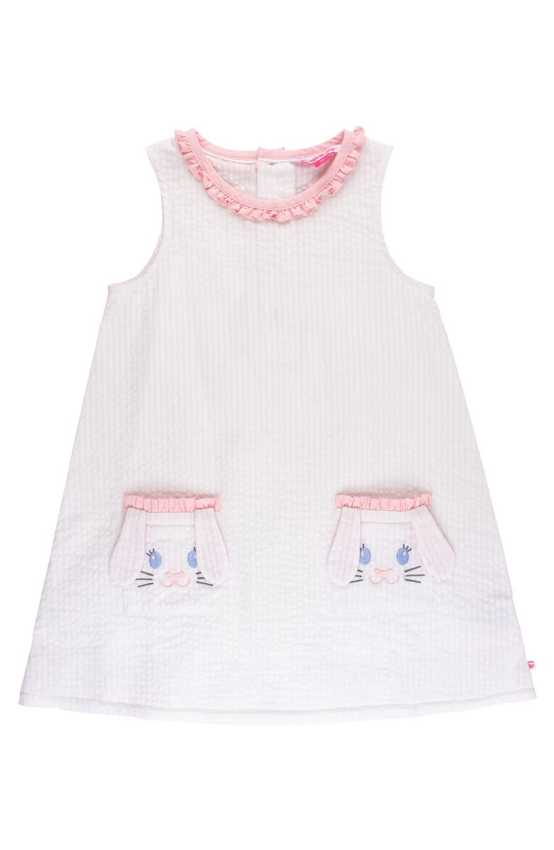 RuffleButts Seersucker Ruffle Pocket Dress, Main, color, 