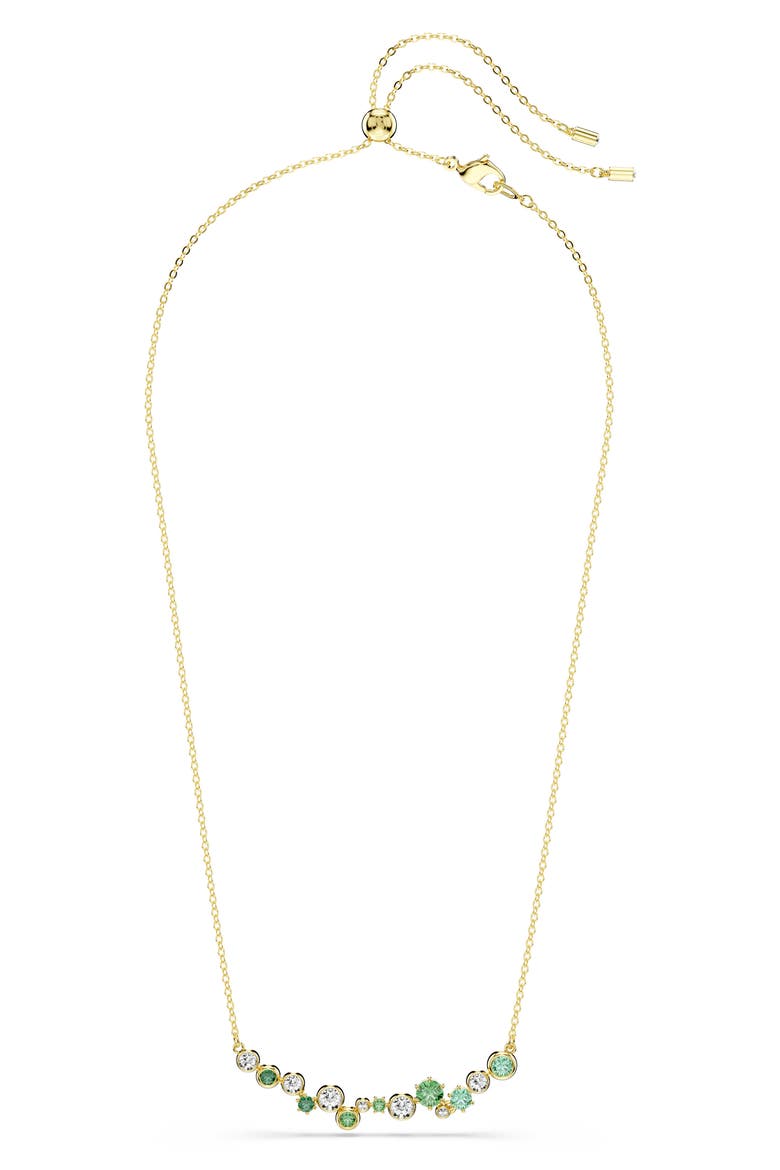 Constella Crystal & Zirconia Frontal Necklace, Alternate, color, GOLD/ GREEN