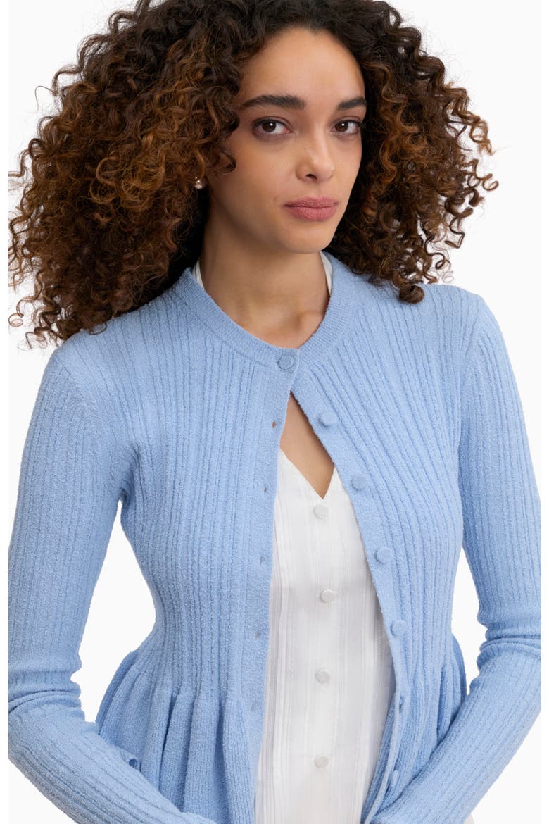 Boucle Knit Cardigan, Alternate, color, Azure