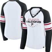FANATICS Women's Fanatics White/Black Atlanta Falcons Redzone Blitz Package Raglan Lace-Up V-Neck Long Sleeve T-Shirt