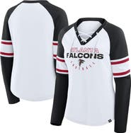 FANATICS Women's Fanatics White/Black Atlanta Falcons Redzone Blitz Package Raglan Lace-Up V-Neck Long Sleeve T-Shirt