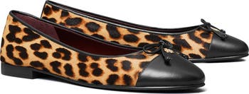 フラットシューズ TORY BURCH LEOPARD LEATHER FLATS Tory Burch Leopard Print Genuine Calf Hair Ballet Flat