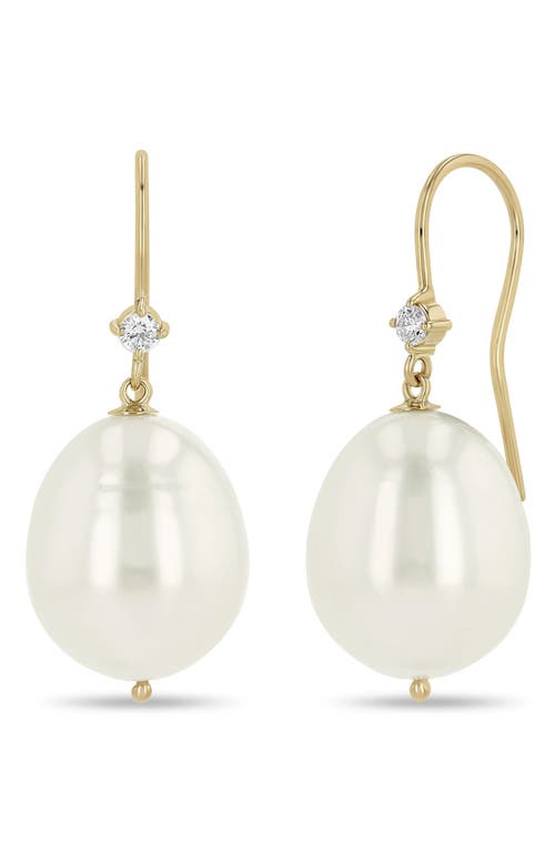 Zoë Chicco Diamond & Dangling Pearl Drop Earrings In White/14k Yellow Gold