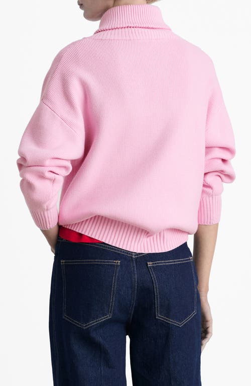 Mango Contrast Half Zip Sweater In Pink