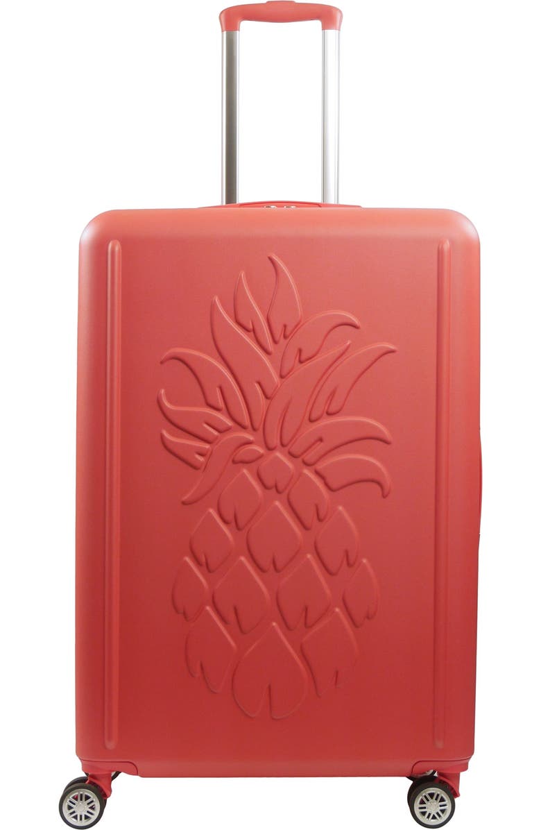Tommy Bahama 30.5" Hard-Sided 3D Pineapple Luggage with Drawstring Bag, Alternate, color, Coral