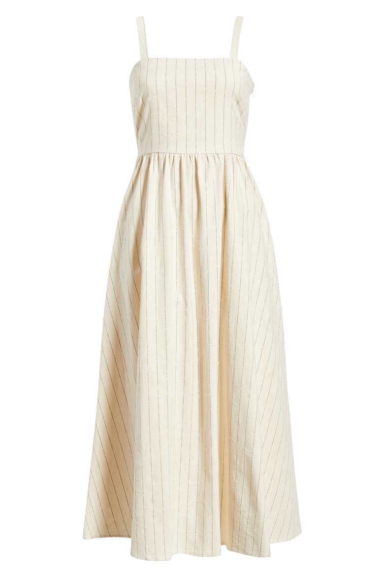 Casey Stripe Floral Jacquard Cotton Blend Sundress, Alternate, color, CREME
