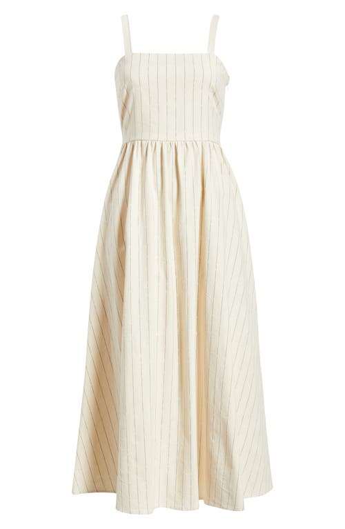 Frnch Casey Stripe Floral Jacquard Cotton Blend Sundress In Sand