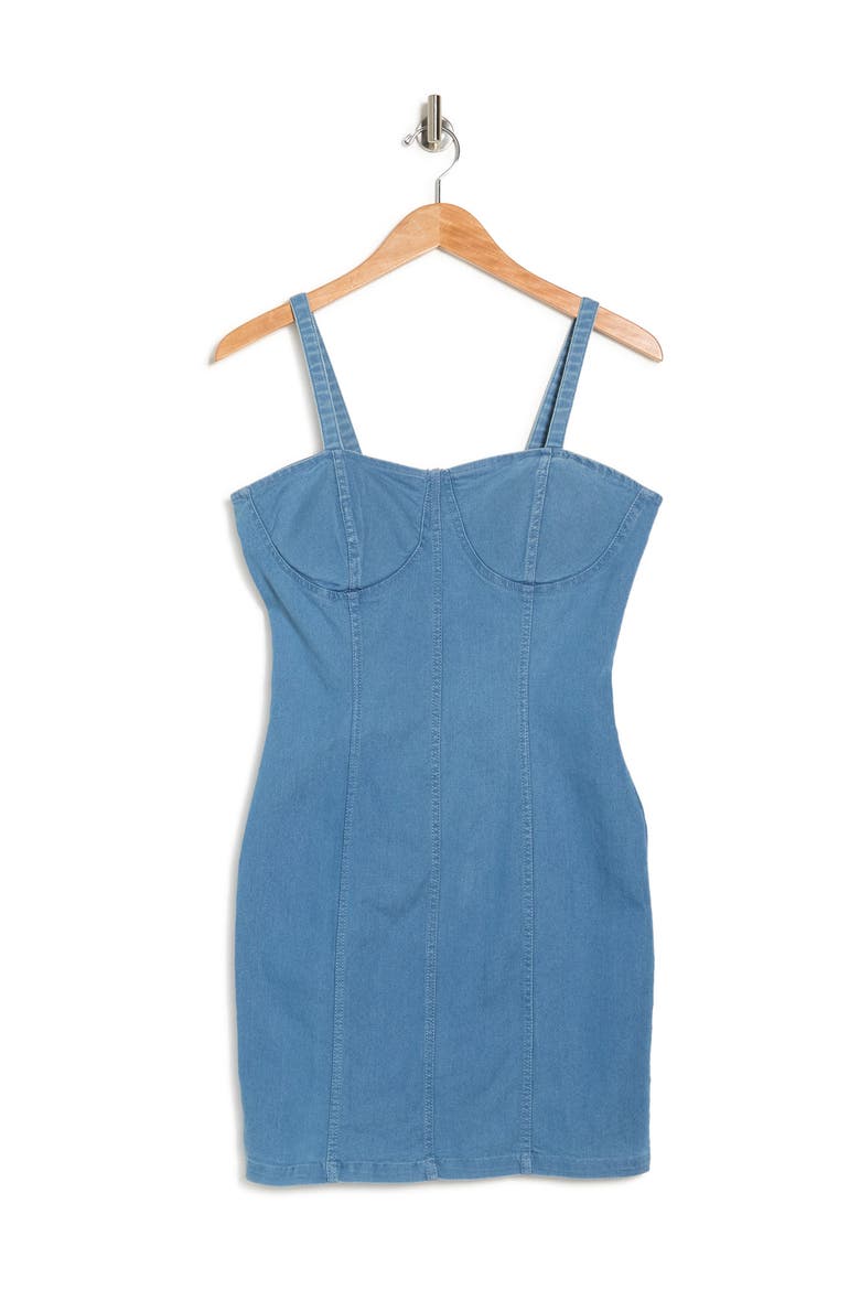 Stretch Denim Bustier Dress, Alternate, color, AUTHENTIC BLUE