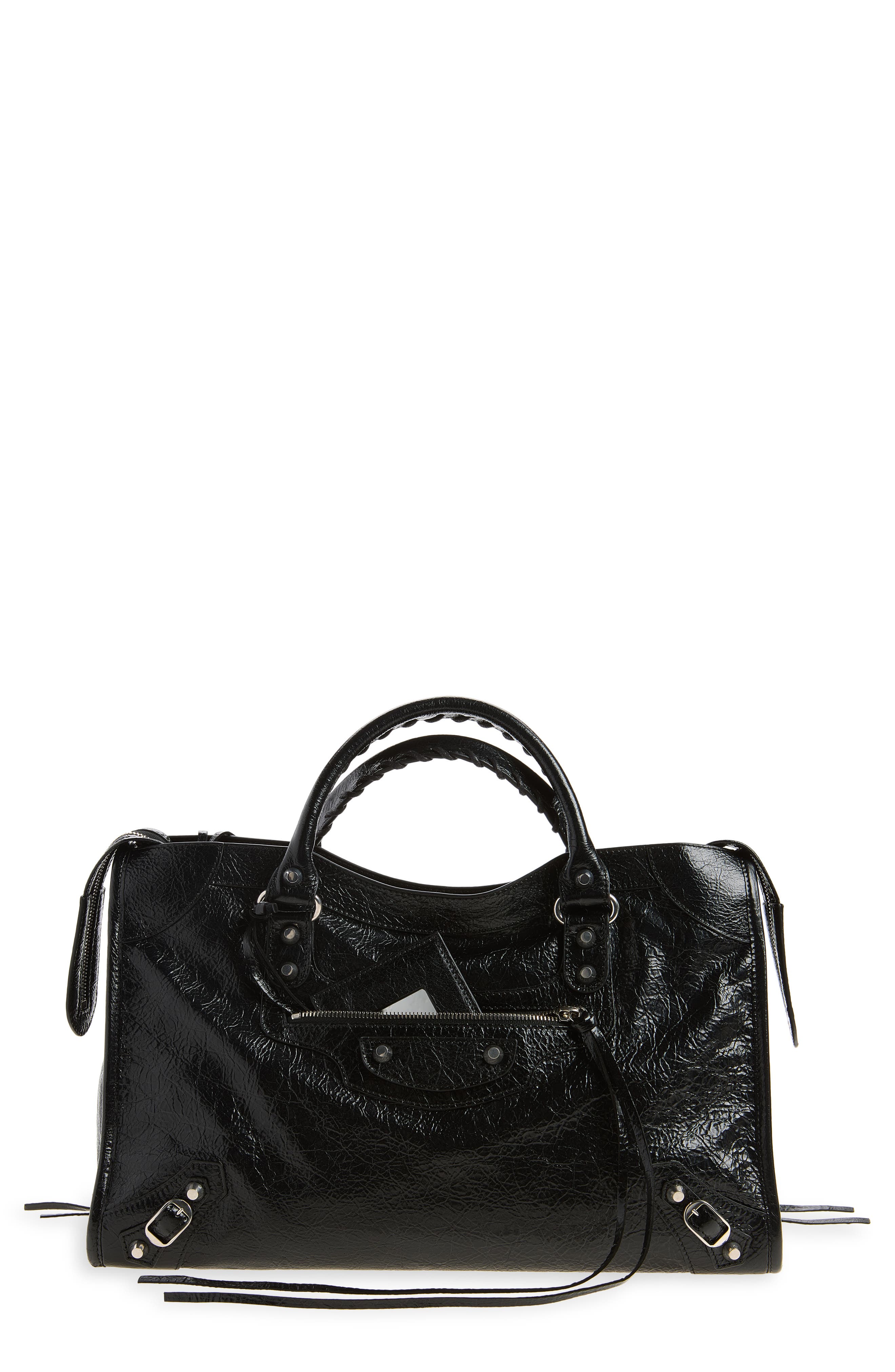 Medium Le City Arena Leather Satchel, Main, color, 1000 BLACK