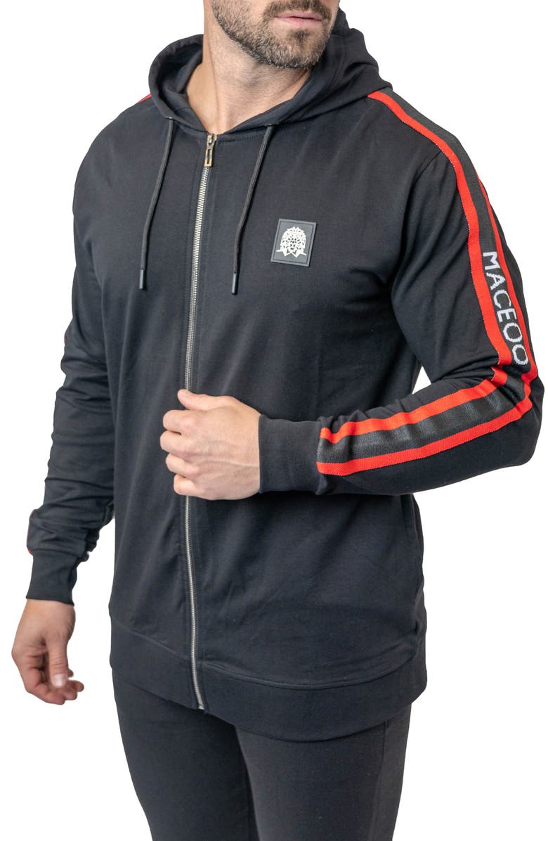 Maceoo Leo Hooded Zip-Up Sweatshirt, Alternate, color, Black