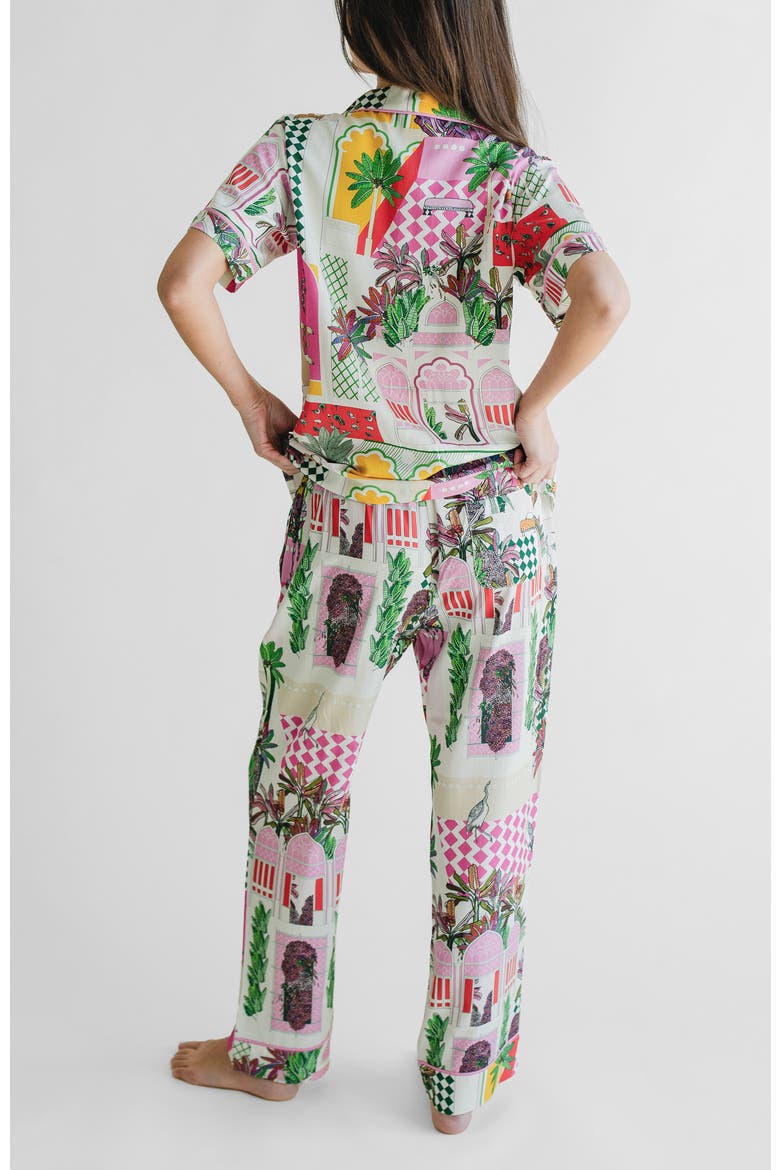 Greco Garden Pajama Pants Set, Alternate, color, Pink