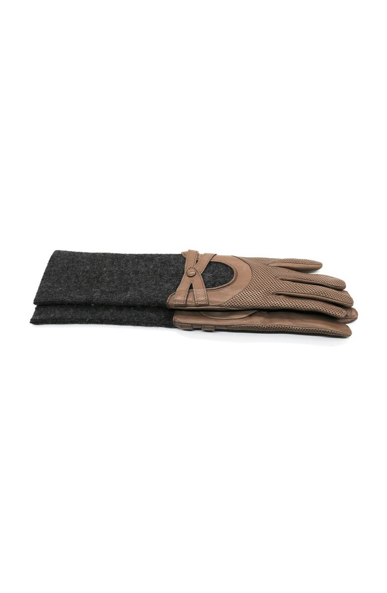 Portolano Leather gloves with knitted cuff, Alternate, color, Hematite