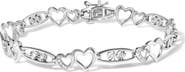 Haus of Brilliance Silver 1/5 Cttw Diamond Double Heart Link Bracelet