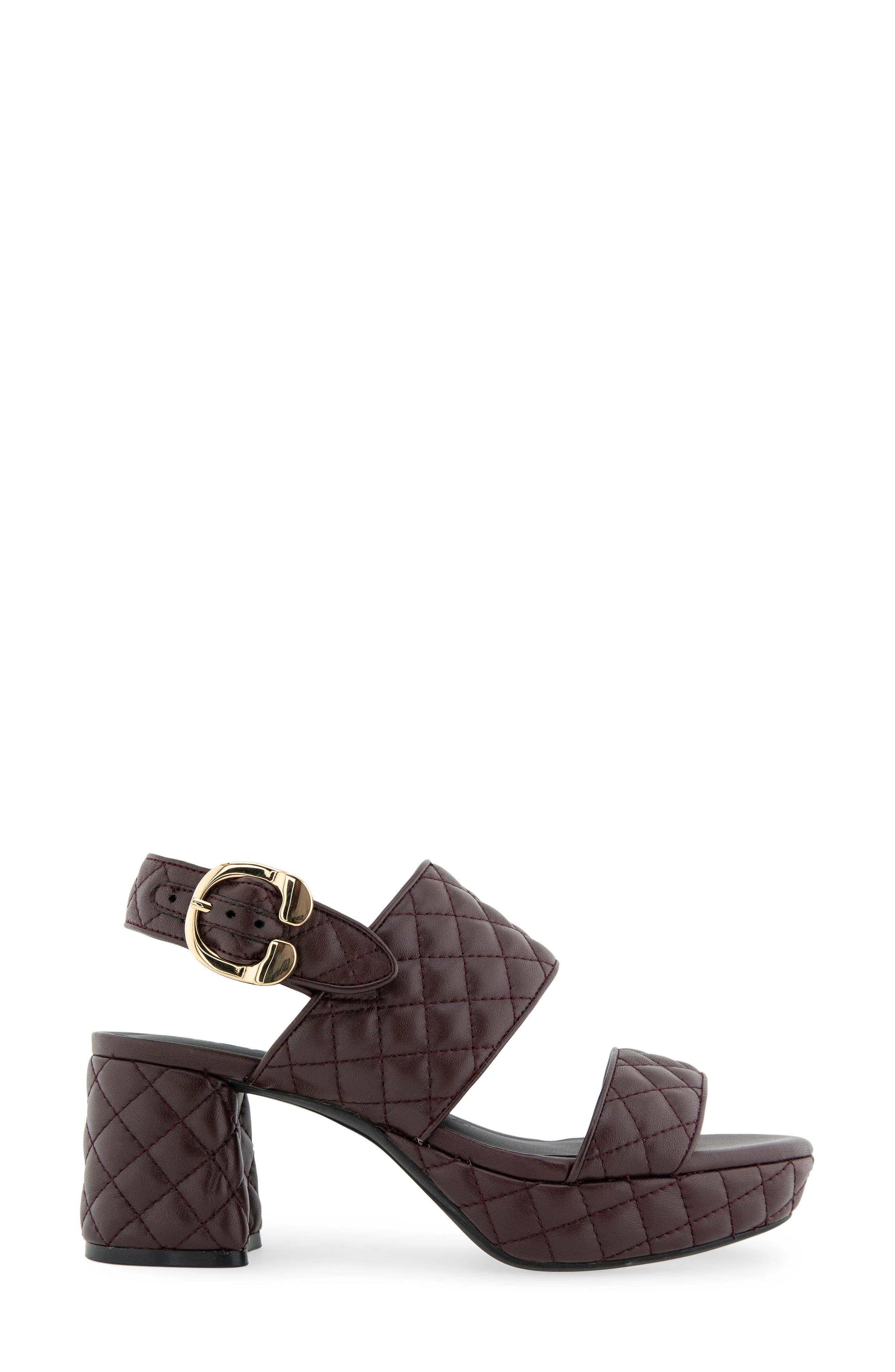 Aerosoles Camera Quilted Slingback Platform Sandal, Alternate, color, Deep Aubergine Leather