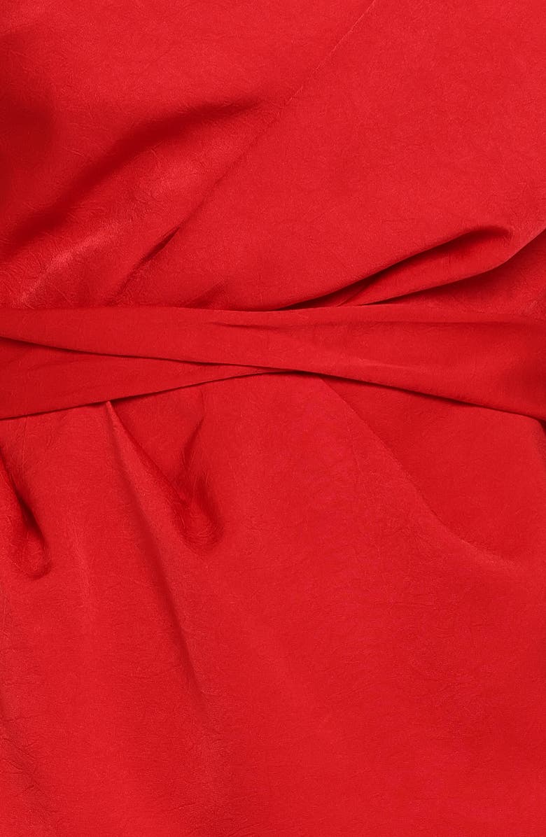 Petal & Pup Nadia One-Shoulder Gown, Alternate, color, Red Jacquard Satin