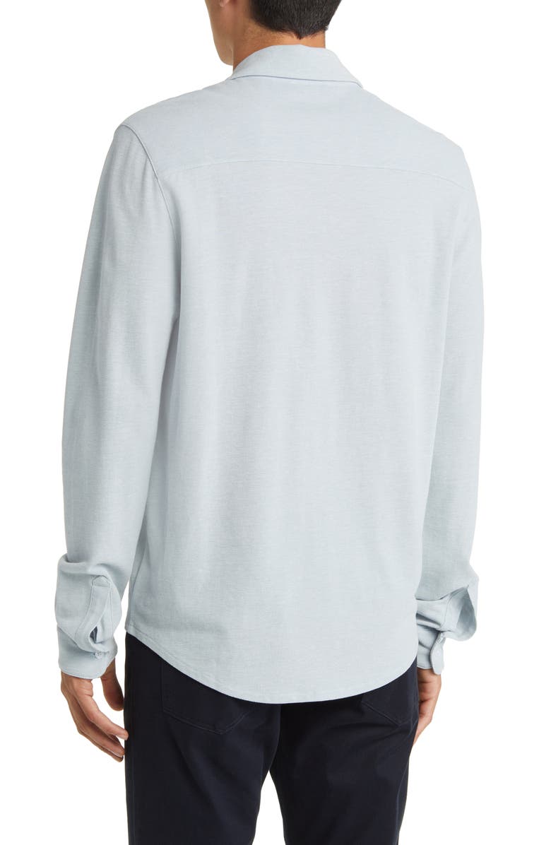 Vince Cotton Piqué Knit Button-Up Shirt, Alternate, color, Lake Blue
